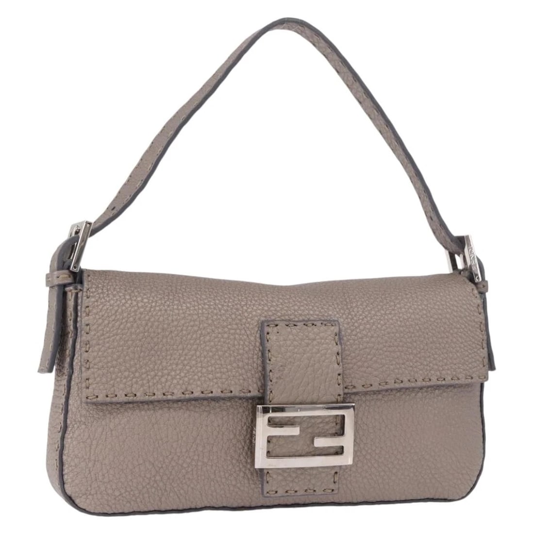 FENDI CELERIA MAMMA BAGUETTE SHOULDER BAG: FENDI Celeria Mamma Baguette Shoulder Bag Brand: FENDI Type/Style: Shoulder Bag Material: Leather Color: Gray Size: W10.6 x H5.9 x D1.6inch Accessories: None Accessories Notice: When purch