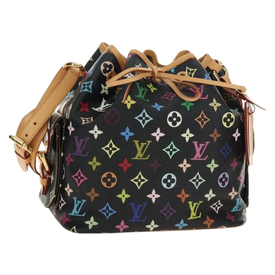LOUIS VUITTON MONOGRAM MULTICOLOR PETIT NOE BAG: LOUIS VUITTON Monogram Multicolor Petit Noe Bag Brand: LOUIS VUITTON Type/Style: Shoulder Bag Material: Monogram Multicolor Canvas Color: Black Size: W9.8 x H10.2 x D6.7inch Accessories: None