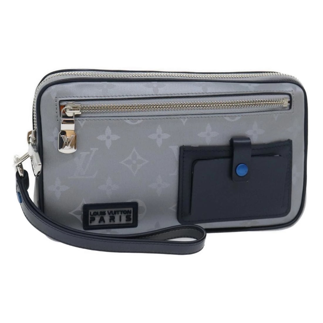 LOUIS VUITTON MONOGRAM SATELLITE ALPHA CLUTCH BAG: LOUIS VUITTON Monogram satellite alpha Clutch Bag Brand: LOUIS VUITTON Type/Style: Clutch Bag Material: Nylon Color: Silver Size: W8.7 x H5.1 x D1.4inch Accessories: None Accessories Notic
