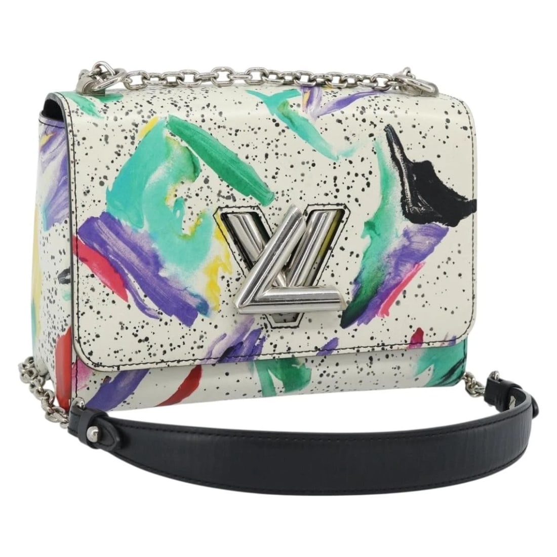 LOUIS VUITTON TWIST MM SHOULDER BAG: LOUIS VUITTON Twist MM Shoulder Bag Brand: LOUIS VUITTON Type/Style: Shoulder Bag Material: Leather Color: White/Silver Size: W9.1 x H6.7 x D3.5inch Accessories: None Accessories Notice: W