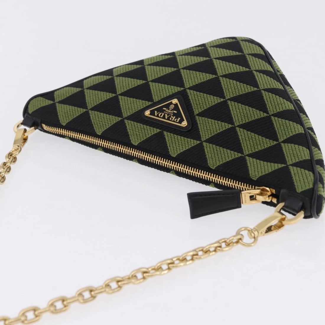 PRADA CHAIN TRIANGLE SHOULDER BAG CANVAS - 6