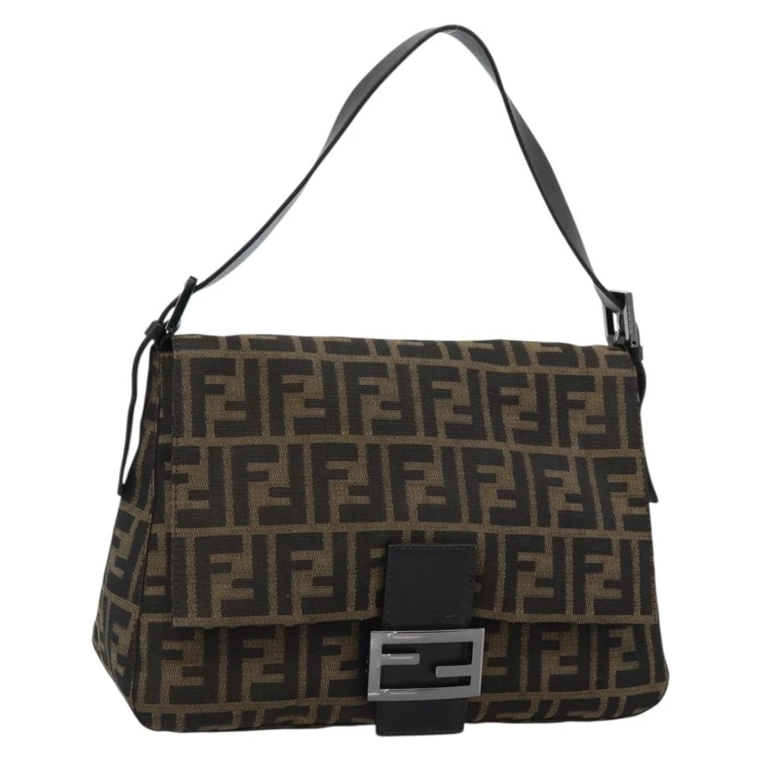 FENDI ZUCCA CANVAS MAMMA BAGUETTE SHOULDER BAG: FENDI Zucca Canvas Mamma Baguette Shoulder Bag Brand: FENDI Type/Style: Shoulder Bag Material: Zucca Canvas Color: Black/Brown Size: W11.0 x H8.3 x D4.3inch Accessories: None Accessories Notice: When