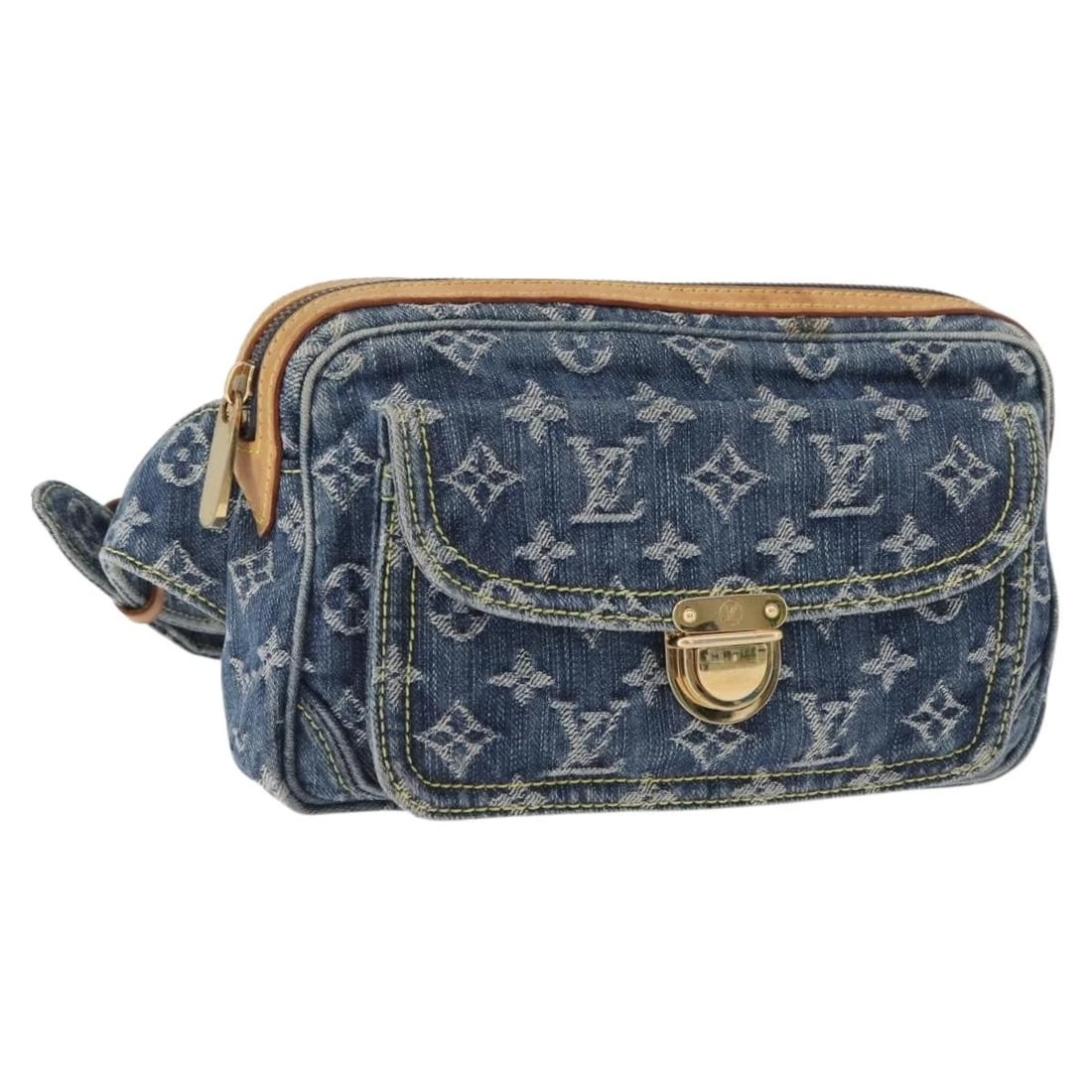 LOUIS VUITTON MONOGRAM DENIM BUM BAG BODY BAG: LOUIS VUITTON Monogram Denim Bum Bag Body Bag Brand: LOUIS VUITTON Type/Style: Body Bag Material: Monogram Denim Canvas Color: Blue Size: W9.4 x H6.3 x D2.0inch Accessories: None Accessories Notice: