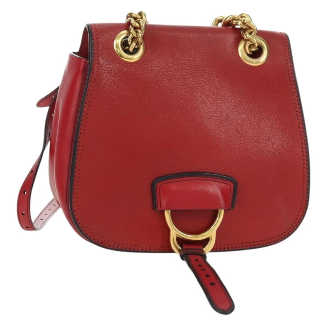 MIU MIU CHAIN DAHLIA SHOULDER BAG LEATHER: Miu Miu Chain Dahlia Shoulder Bag Leather Brand: Miu Miu Type/Style: Shoulder Bag Material: Leather Color: Red/Gold Size: W8.7 x H7.1 x D3.9inch Accessories: None Accessories Notice: When