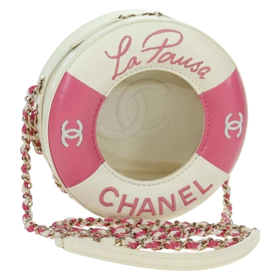 CHANEL MATELASSE CRUISE LINE CHAIN BAG: CHANEL Matelasse Cruise Line Chain Bag Brand: CHANEL Type/Style: Shoulder Bag Material: Leather Color: White/Gold Size: W6.7 x H6.7 x D2.0inch Accessories: None Accessories Notice: When pu
