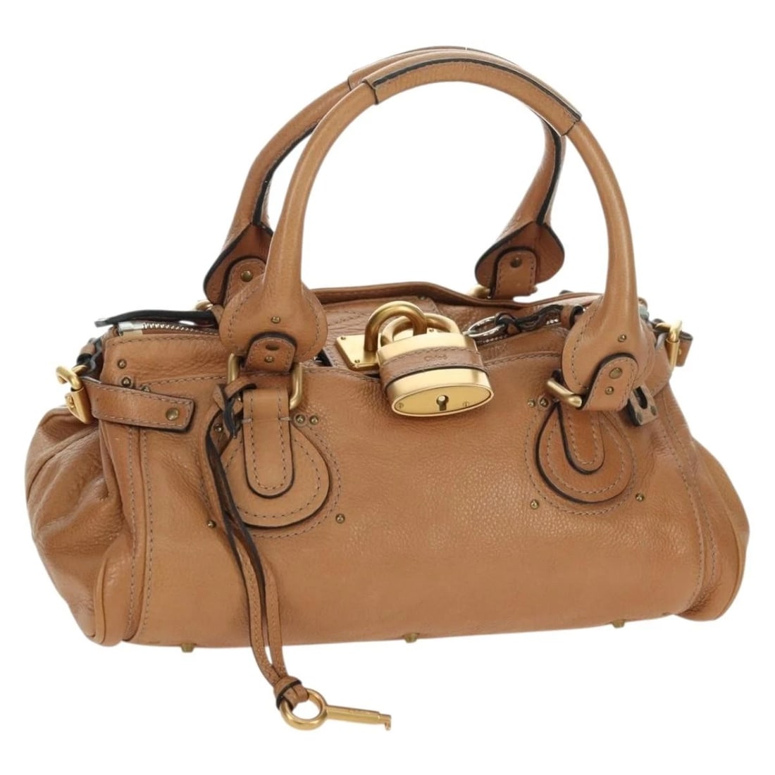 CHLOE PADDINGTON HAND BAG LEATHER BROWN: Chloe Paddington Hand Bag Leather Brown Brand: Chloe Type/Style: Hand Bag Material: Leather Color: Brown/Silver/gold Size: W13.8 x H6.7 x D7.9inch Accessories: None Accessories Notice: Whe