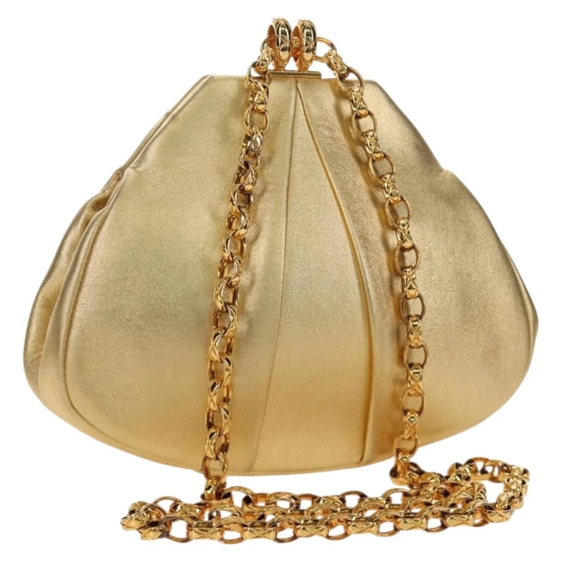 CHANEL CHAIN SHOULDER BAG LEATHER GOLD (1 of 5)
