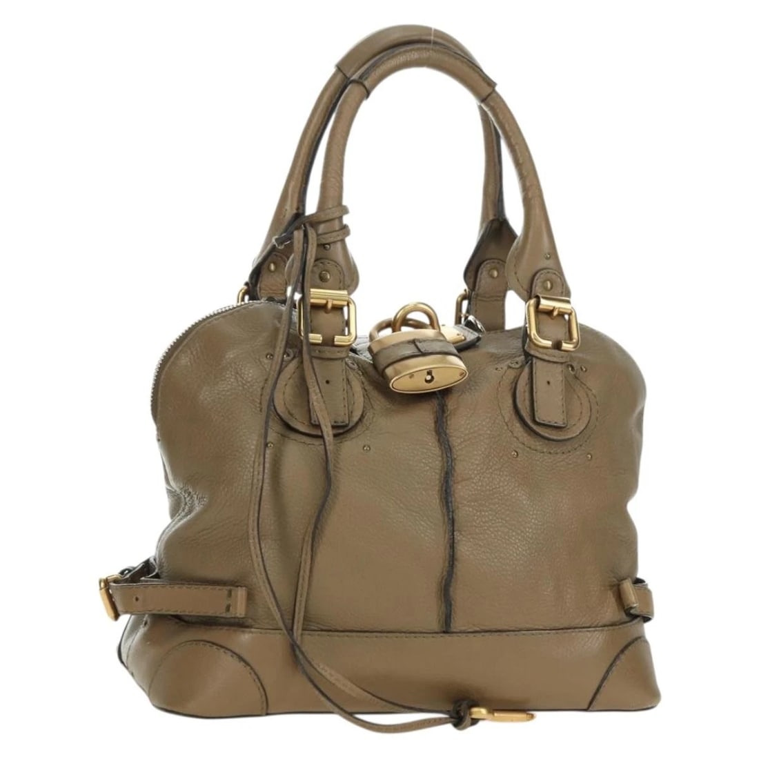 CHLOE PADDINGTON SHOULDER BAG LEATHER: Chloe Paddington Shoulder Bag Leather Brand: Chloe Type/Style: Hand Bag Material: Leather Color: Beige/Silver/gold Size: W13.8 x H11.4 x D8.3inch Accessories: None Accessories Notice: When