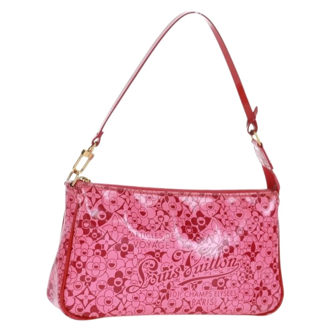 LOUIS VUITTON COSMIC BLOSSOM POCHETTE ACCESSOIRES POUCH: LOUIS VUITTON Cosmic Blossom Pochette Accessoires Pouch Brand: LOUIS VUITTON Type/Style: Pouch Material: PVC Leather Color: Pink Size: W8.3 x H5.1 x D1.2inch Accessories: None Accessories