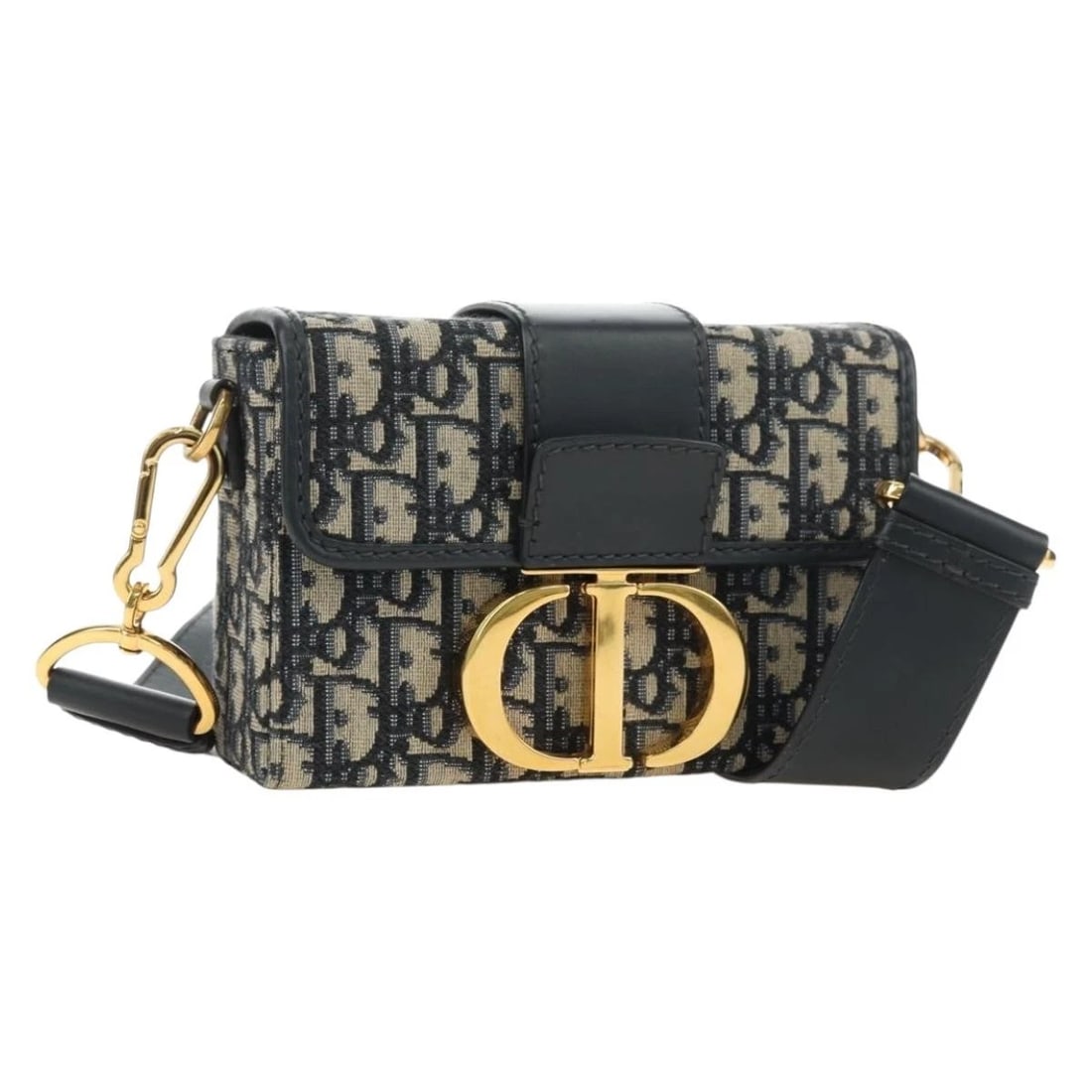 CHRISTIAN DIOR TROTTER CANVAS OBLIQUE 30 MONTAIGNE BAG: Christian Dior Trotter Canvas Oblique 30 Montaigne Bag Brand: Christian Dior Type/Style: Shoulder Bag Material: Trotter Canvas Color: Navy/Gold Size: W7.1 x H4.3 x D2.0inch Accessories: None <