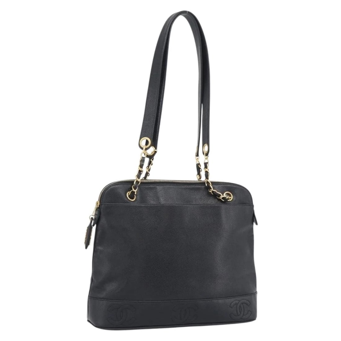 CHANEL TRIPLE COCO CHAIN TOTE BAG: CHANEL Triple Coco Chain Tote Bag Brand: CHANEL Type/Style: Tote Bag Material: Caviar Skin Color: Black/Gold Size: W13.8 x H11.0 x D3.9inch Accessories: None Accessories Notice: When purch