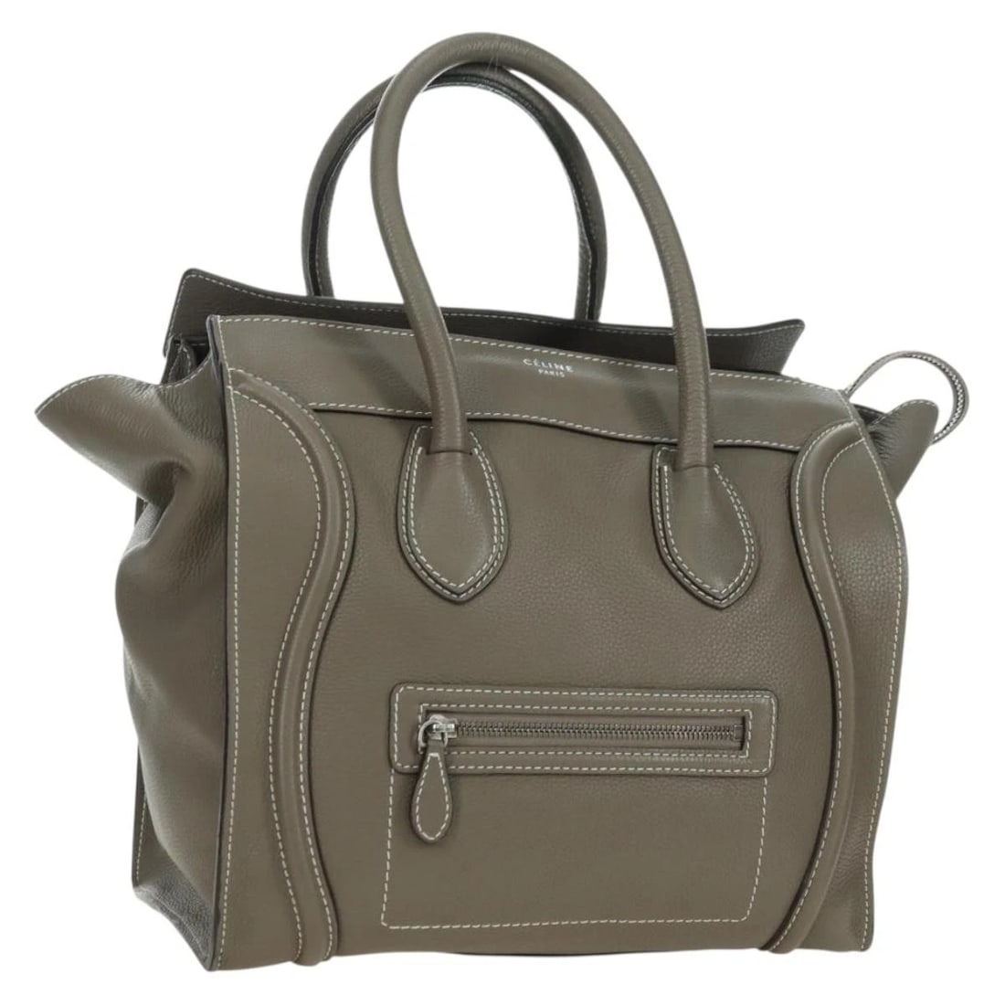 CELINE LUGGAGE MINI SHOPPER HAND BAG LEATHER: CELINE Luggage Mini Shopper Hand Bag Leather Brand: CELINE Type/Style: Hand Bag Material: Leather Color: Gray/Silver Size: W11.8 x H11.0 x D6.7inch Accessories: None Accessories Notice: Wh