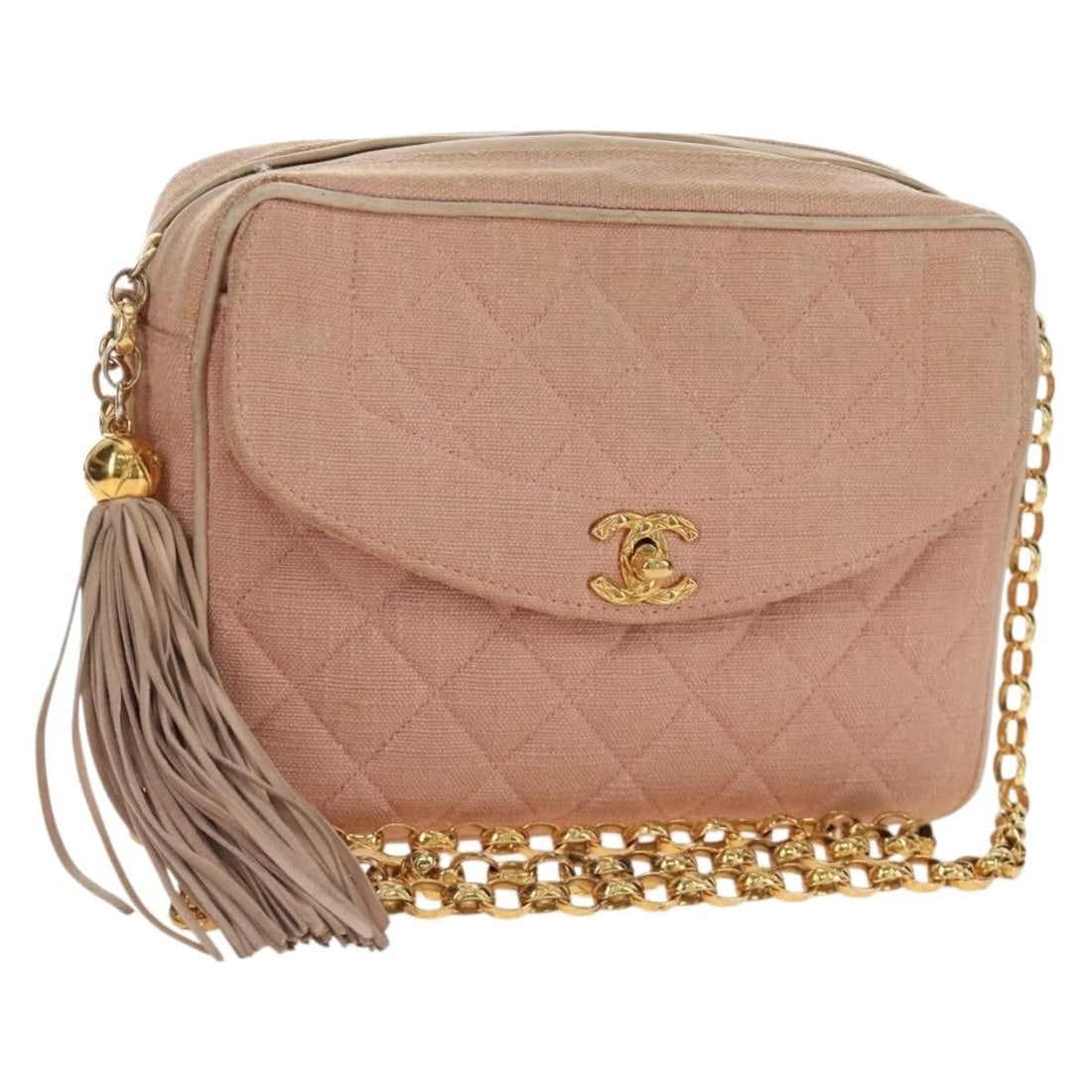 CHANEL MATELASSE CHAIN SHOULDER BAG: CHANEL Matelasse Chain Shoulder Bag Brand: CHANEL Type/Style: Shoulder Bag Material: Canvas Color: Pink/Gold Size: W9.1 x H6.7 x D2.8inch Accessories: None Accessories Notice: When purchas