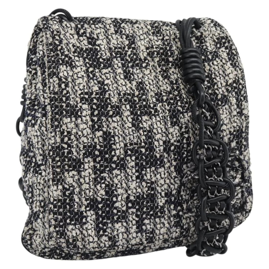 CHANEL CHAIN CAMELIA SHOULDER BAG: CHANEL Chain Camelia Shoulder Bag Brand: CHANEL Type/Style: Shoulder Bag Material: Canvas Color: Black/Silver Size: W11.8 x H13.4 x D1.6inch Accessories: None Accessories Notice: When purc