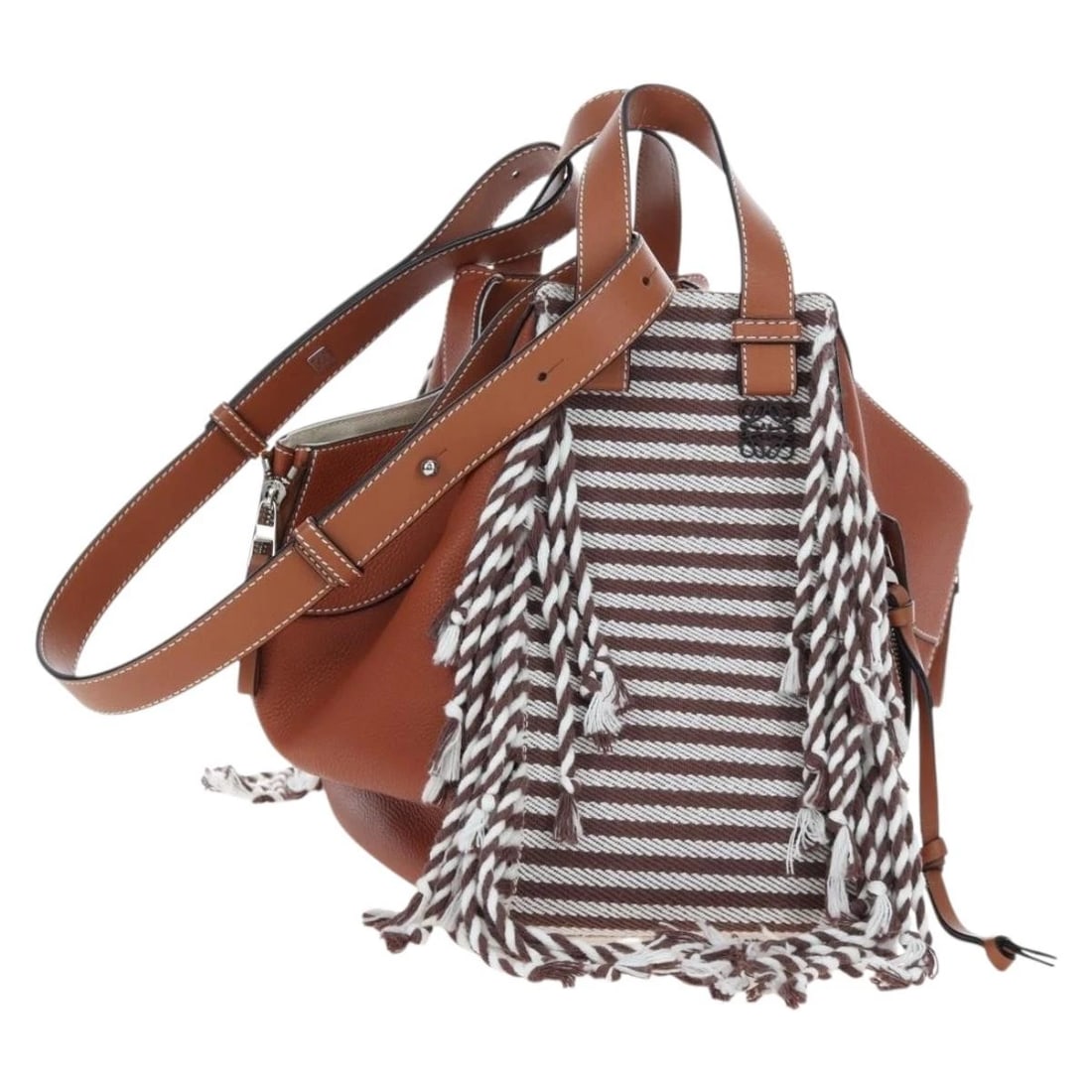 LOEWE HAMMOCK SMALL HAND BAG LEATHER 2WAY: LOEWE Hammock Small Hand Bag Leather 2way Brand: LOEWE Type/Style: Hand Bag Material: leather Color: Brown/Silver Size: W6.3 x H10.6 x D11.4inch Accessories: None Accessories Notice: When