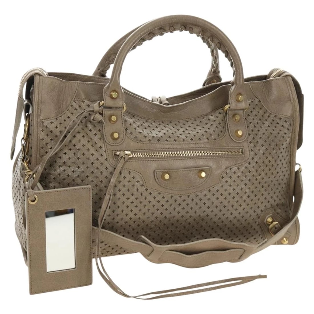 BALENCIAGA THE CITY HAND BAG LEATHER 2WAY: BALENCIAGA The City Hand Bag Leather 2way Brand: BALENCIAGA Type/Style: Hand Bag Material: Leather Color: Beige/Gold Size: W15.0 x H9.4 x D5.1inch Accessories: None Accessories Notice: Whe