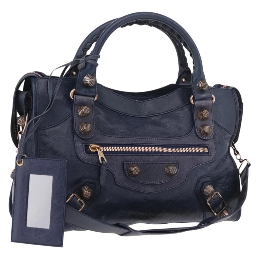 BALENCIAGA THE GIANT CITY HAND BAG LEATHER 2WAY NAVY GOLD: BALENCIAGA The Giant City Hand Bag Leather 2way Navy Gold Brand: BALENCIAGA Type/Style: Hand Bag Material: leather Color: Navy/Gold Size: W15.0 x H9.1 x D5.1inch Accessories: None Accessor