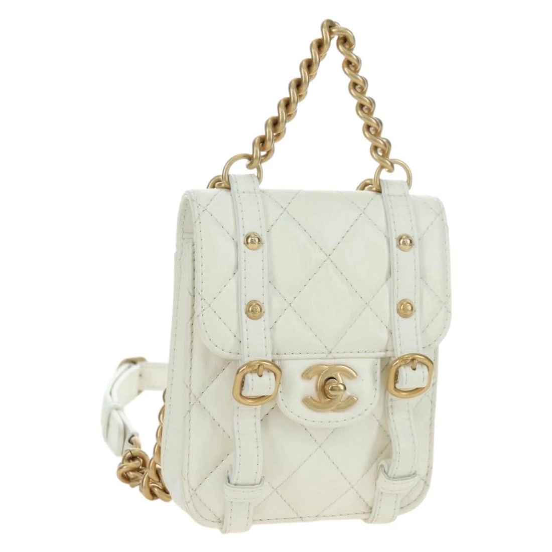 CHANEL MATELASSE CHAIN SHOULDER BAG LEATHER 2WAY WHITE GOLD: CHANEL Matelasse Chain Shoulder Bag Leather 2way White Gold Brand: CHANEL Type/Style: Shoulder Bag Material: leather Color: White/Gold Size: W5.5 x H6.3 x D2.0inch Accessories: None Access