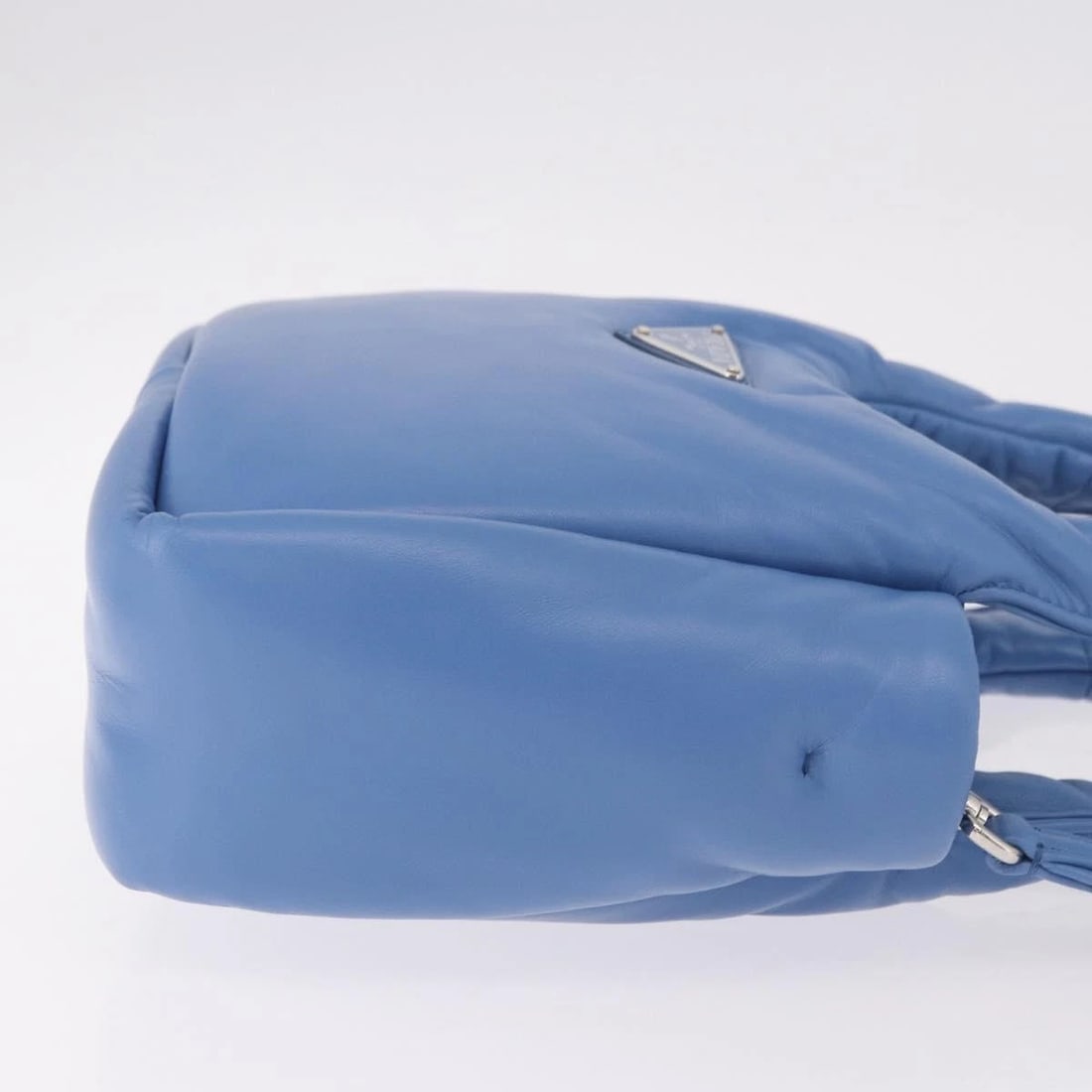 PRADA HAND BAG LEATHER 2WAY LIGHT BLUE SILVER - 3