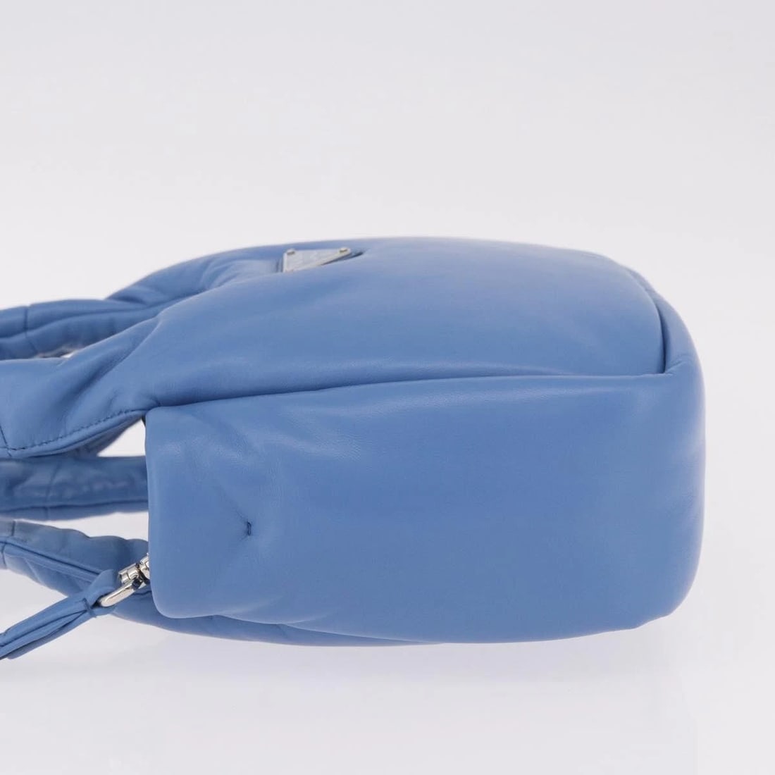 PRADA HAND BAG LEATHER 2WAY LIGHT BLUE SILVER - 4