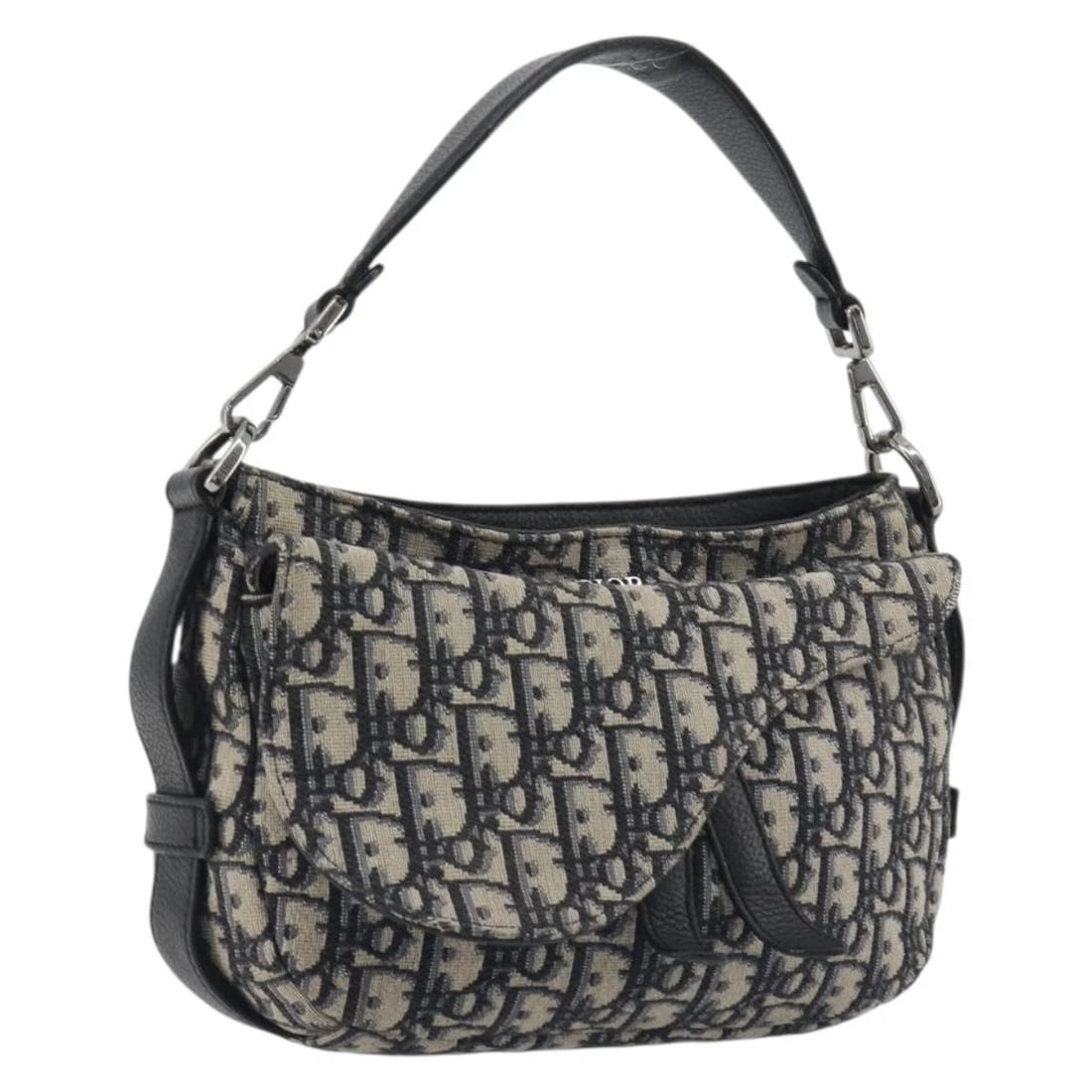 CHRISTIAN DIOR TROTTER CANVAS SADDLE OBLIQUE JACQUARD BAG: Christian Dior Trotter Canvas Saddle Oblique Jacquard Bag Brand: Christian Dior Type/Style: Shoulder Bag Material: Trotter Canvas Color: Navy/Silver Size: W9.4 x H5.5 x D3.1inch Accessories: None