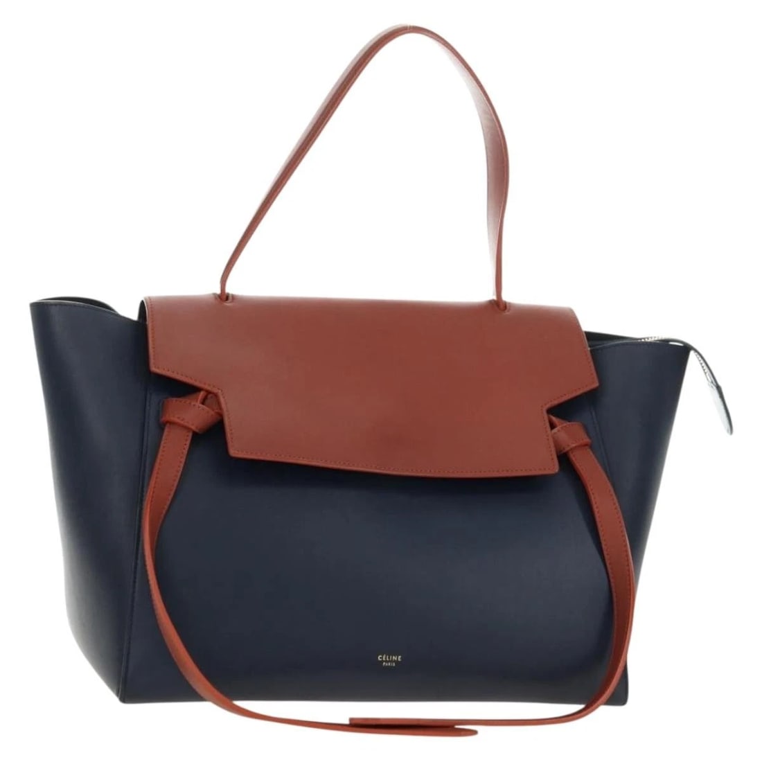 CELINE BELT BAG HAND BAG LEATHER: CELINE Belt bag Hand Bag Leather Brand: CELINE Type/Style: Hand Bag Material: Leather Color: Navy/Gold Size: W11.8 x H9.4 x D7.1inch Accessories: None Accessories Notice: When purchasing p