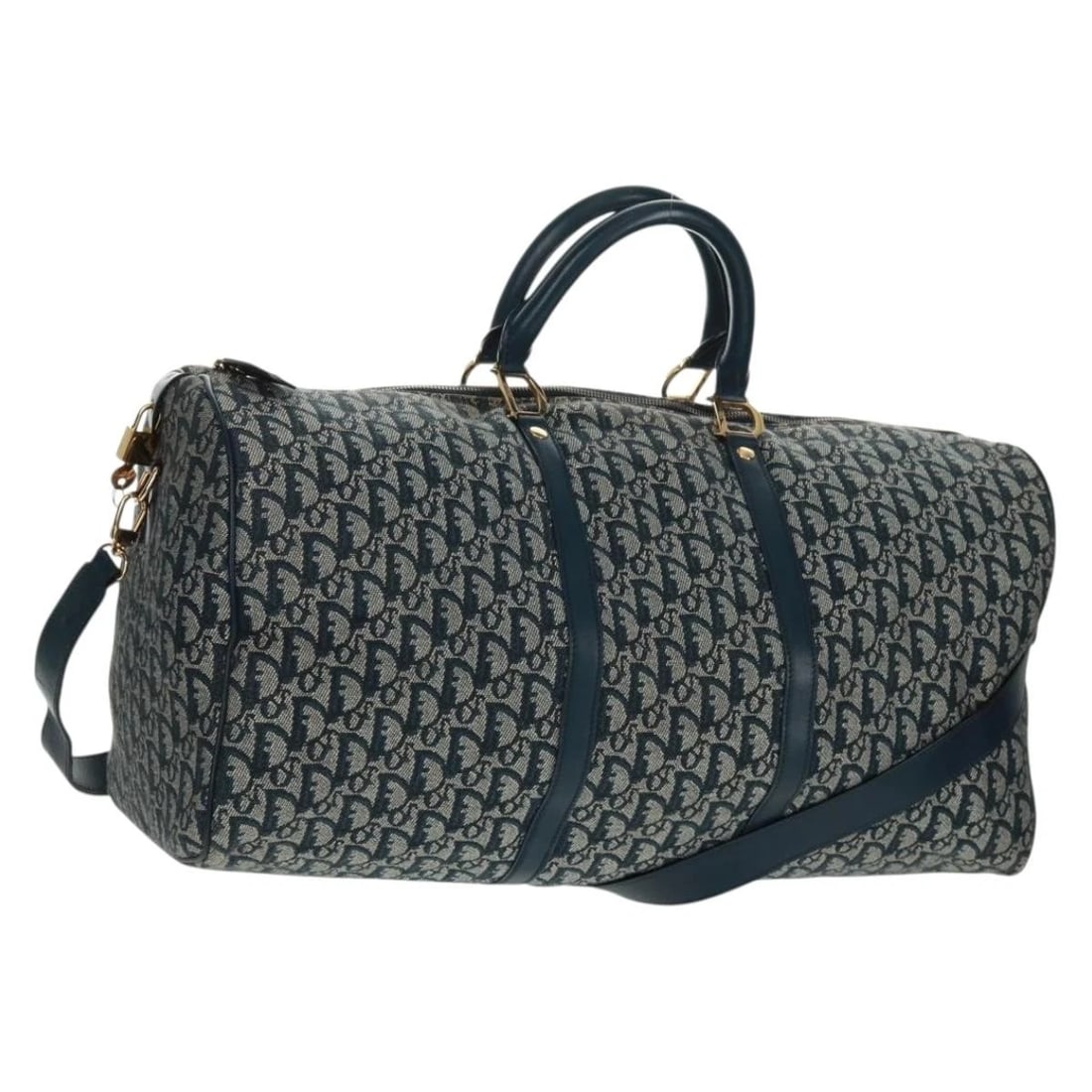 CHRISTIAN DIOR TROTTER CANVAS BOSTON BAG 2WAY: Christian Dior Trotter Canvas Boston Bag 2way Brand: Christian Dior Type/Style: Boston Bag Material: Trotter Canvas Color: Navy/Gold Size: W20.5 x H9.4 x D8.3inch Accessories: None Accesso