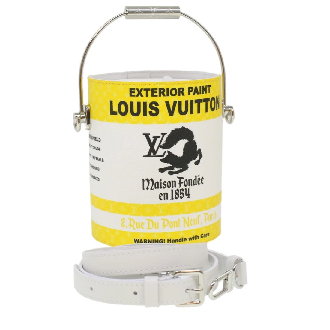 LOUIS VUITTON MONOGRAM PAINTED CAN HAND BAG: LOUIS VUITTON Monogram Painted Can Hand Bag Brand: LOUIS VUITTON Type/Style: Hand Bag Material: PVC Leather/Monogram Canvas Color: Yellow Size: W5.3 x H6.7 x D5.3inch Accessories: None Acc