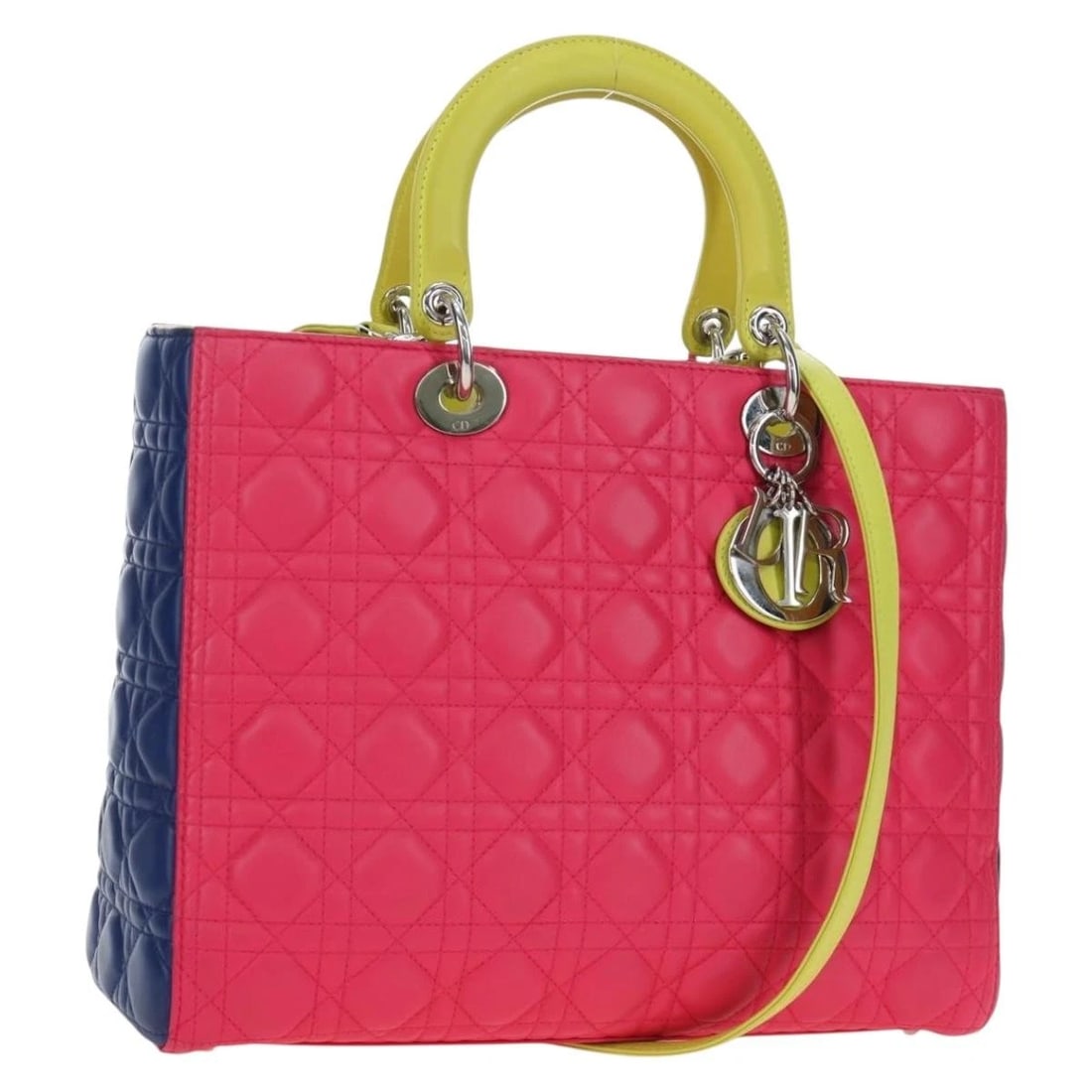 CHRISTIAN DIOR CANAGE LADY DIOR HAND BAG LAMB: Christian Dior Canage Lady Dior Hand Bag Lamb Brand: Christian Dior Type/Style: Hand Bag Material: Pink/Silver Color: Pink/Silver Size: W12.6 x H9.8 x D4.7inch Accessories: None Accessorie