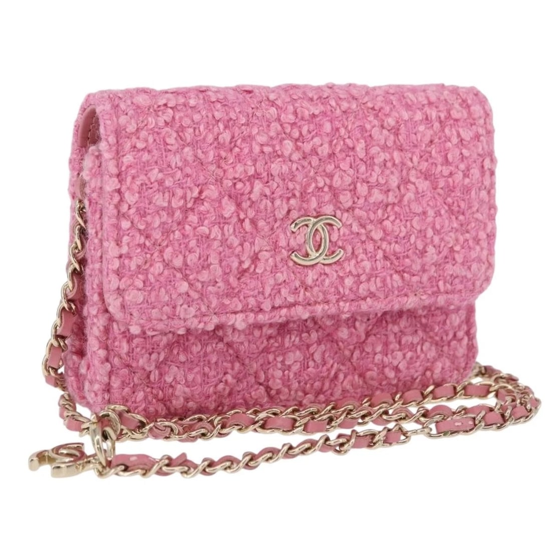 CHANEL MATELASSE CHAIN SHOULDER POUCH: CHANEL Matelasse Chain Shoulder Pouch Brand: CHANEL Type/Style: Shoulder Bag Material: Lamb Skin Color: Pink/Silver Size: W12.6 x H9.8 x D4.7inch Accessories: None Accessories Notice: When