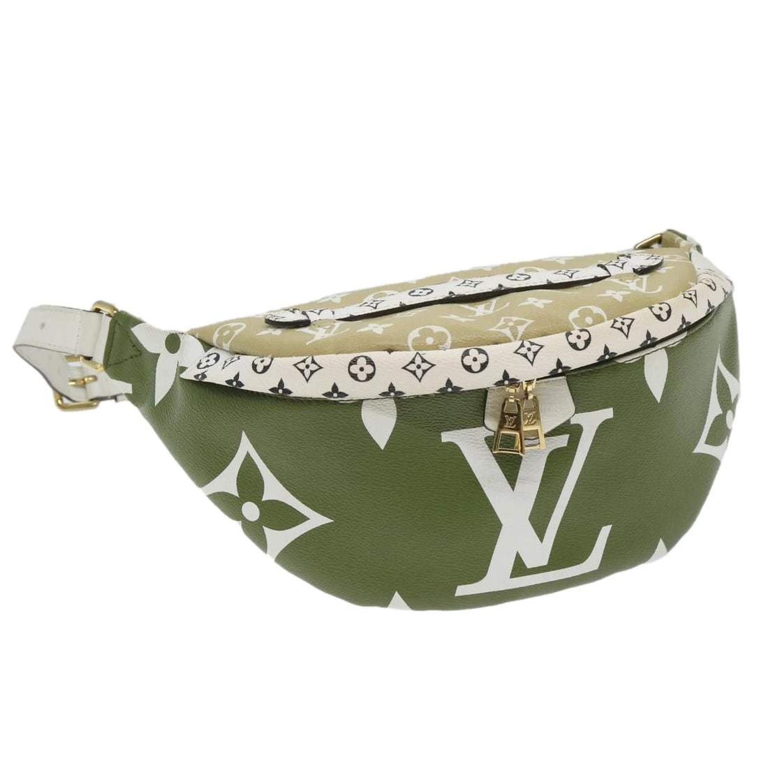 LOUIS VUITTON MONOGRAM GIANT BUM BAG BODY BAG: LOUIS VUITTON Monogram Giant Bum Bag Body Bag Brand: LOUIS VUITTON Type/Style: Body Bag Material: Monogram Canvas Color: Khaki Size: W11.0 x H5.9 x D5.1inch Accessories: None Accessories N