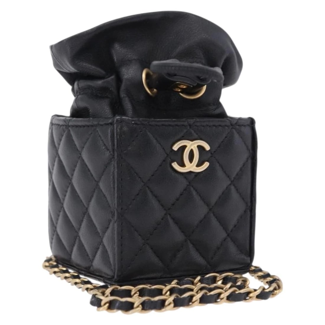 CHANEL MATELASSE CHAIN SHOULDER POUCH LAMB SKIN: CHANEL Matelasse Chain Shoulder Pouch Lamb Skin Brand: CHANEL Type/Style: Pouch Material: Lamb Skin Color: Black/Gold Tone Size: W2.4 x H2.4 x D2.4inch Accessories: None Accessories Notice