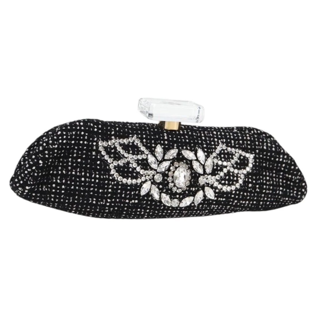 CHANEL CLUTCH BAG TWEED BLACK GOLD: CHANEL Clutch Bag Tweed Black Gold Brand: CHANEL Type/Style: Clutch Bag Material: Wool Color: Black/Gold Size: W11.0 x H3.9 x D1.2inch Accessories: None Accessories Notice: When purchasing