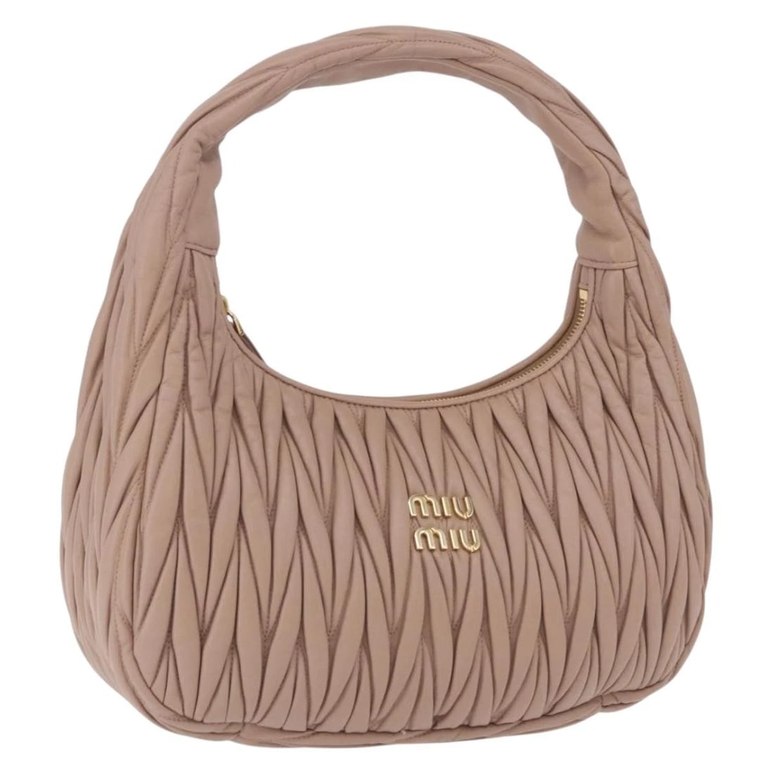 MIU MIU MATELASSE WONDER SHOULDER BAG LAMB SKIN PINK GOLD: Miu Miu Matelasse Wonder Shoulder Bag Lamb Skin Pink Gold Brand: Miu Miu Type/Style: Shoulder Bag Material: Lamb Skin Color: Pink/Gold Size: W10.6 x H6.7 x D3.5inch Accessories: None Acces