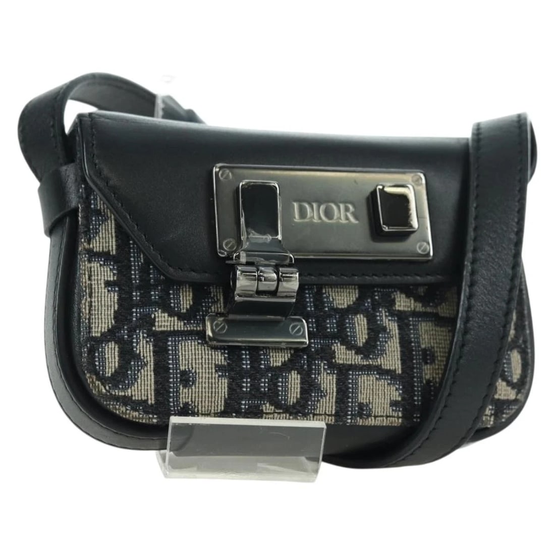 CHRISTIAN DIOR TROTTER CANVAS DIOR LOCK SHOULDER BAG NAVY: Christian Dior Trotter Canvas Dior Lock Shoulder Bag Navy Brand: Christian Dior Type/Style: Shoulder Bag Material: Trotter Canvas Color: Navy/Silver Size: W4.7 x H3.1 x D1.0inch Accessories: None