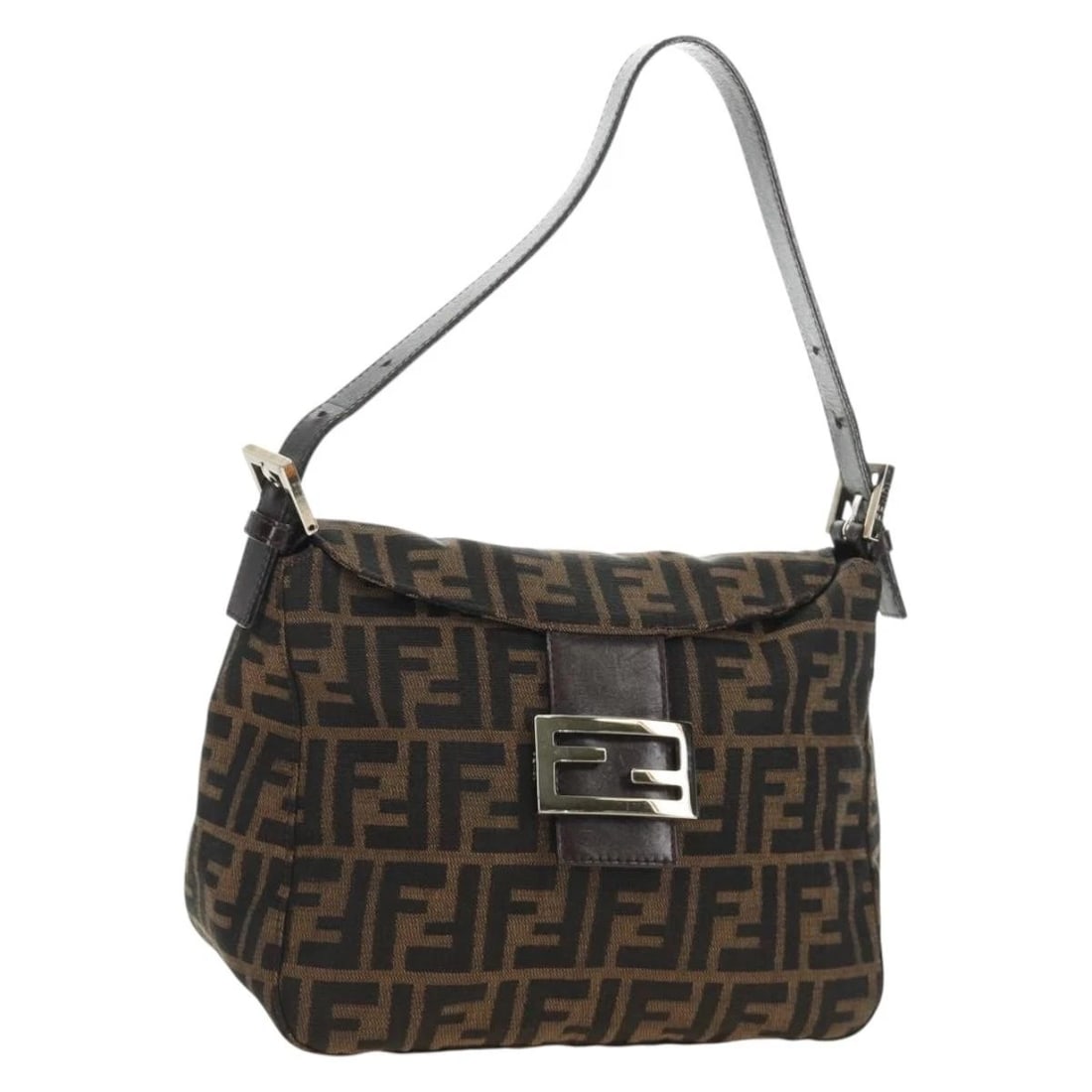 FENDI ZUCCA CANVAS MAMMA BAGUETTE SHOULDER BAG BLACK BROWN: FENDI Zucca Canvas Mamma Baguette Shoulder Bag Black Brown Brand: FENDI Type/Style: Shoulder Bag Material: Zucca Canvas Color: Black/Brown Size: W9.4 x H7.5 x D5.1inch Accessories: None Ac