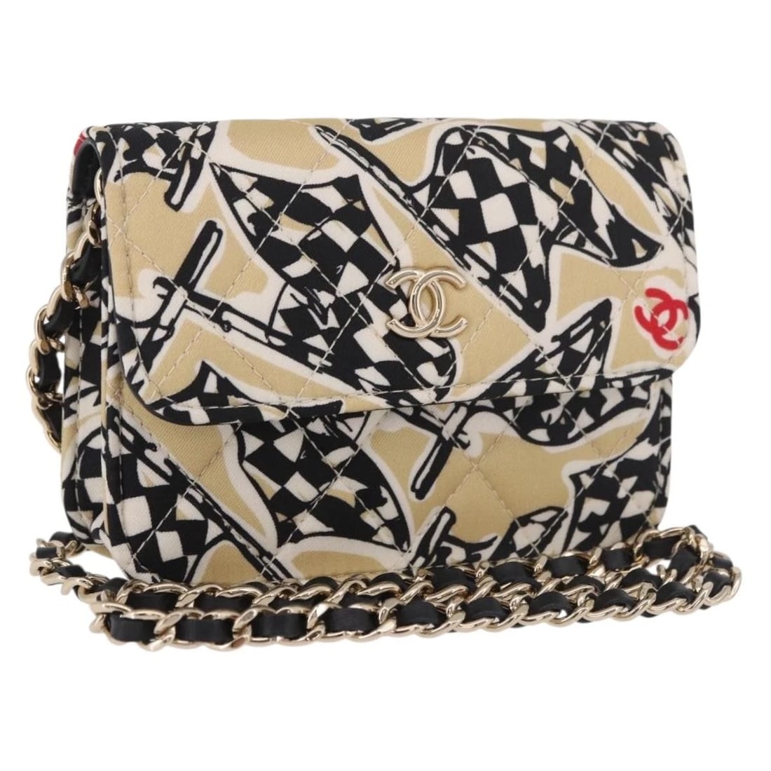 CHANEL CHAIN SHOULDER POUCH MINI MATELASSE: CHANEL Chain Shoulder Pouch Mini Matelasse Brand: CHANEL Type/Style: Shoulder Bag Material: Satin Color: Beige/Gold Size: W4.7 x H3.1 x D1.2inch Accessories: None Accessories Notice: When