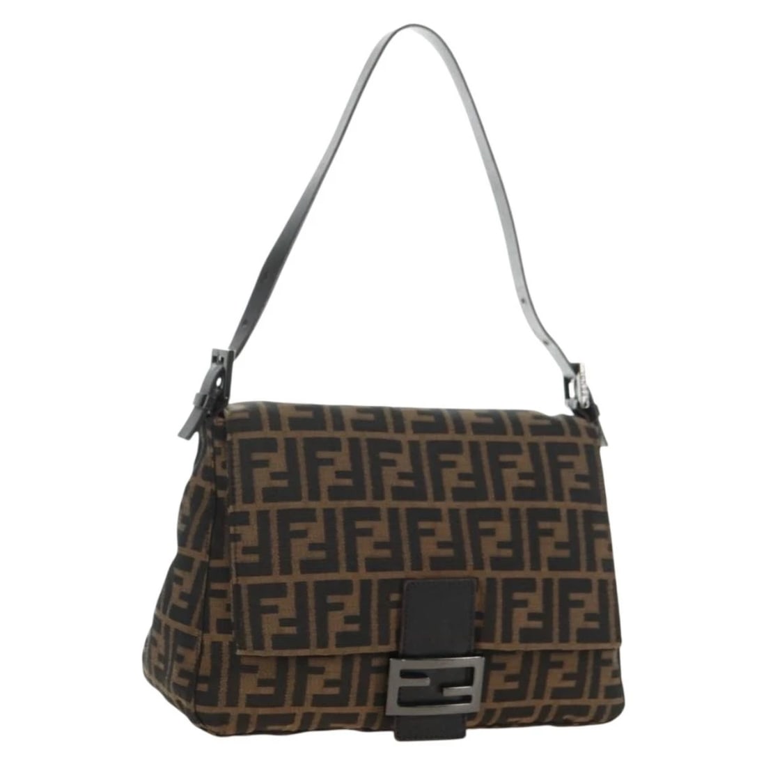 FENDI ZUCCA CANVAS SHOULDER BAG BLACK BROWN: FENDI Zucca Canvas Shoulder Bag Black Brown Brand: FENDI Type/Style: Shoulder Bag Material: Zucca Canvas Color: W11.4 x H8.3 x D4.7inch Size: W11.4 x H8.3 x D4.7inch Accessories: None Acce