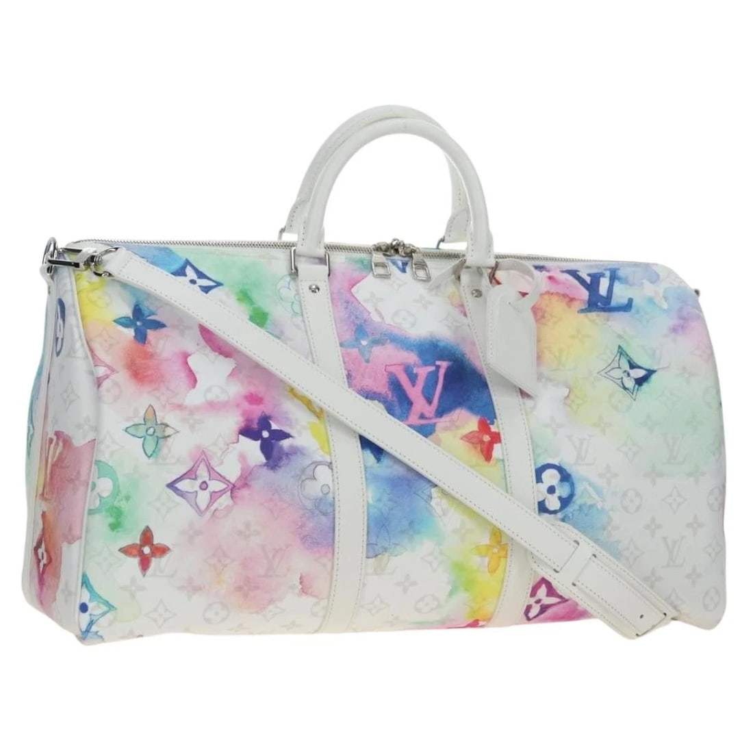 LOUIS VUITTON WATERCOLOR KEEPALL BANDOULIERE 50 BAG: LOUIS VUITTON Watercolor Keepall Bandouliere 50 Bag Brand: LOUIS VUITTON Type/Style: Boston Bag Material: Monogram Canvas Color: Monogram/Multicolor Size: W19.7 x H9.8 x D8.7inch Accessories: None