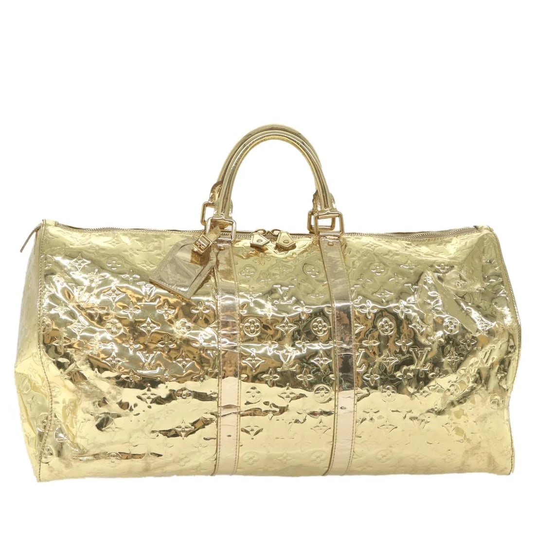 LOUIS VUITTON MONOGRAM MIROIR KEEPALL 55 BOSTON BAG: LOUIS VUITTON Monogram Miroir Keepall 55 Boston Bag Brand: LOUIS VUITTON Type/Style: Boston Bag Material: Monogram Miroir Canvas Color: Gold Size: W22.4 x H12.2 x D9.8inch Accessories: None