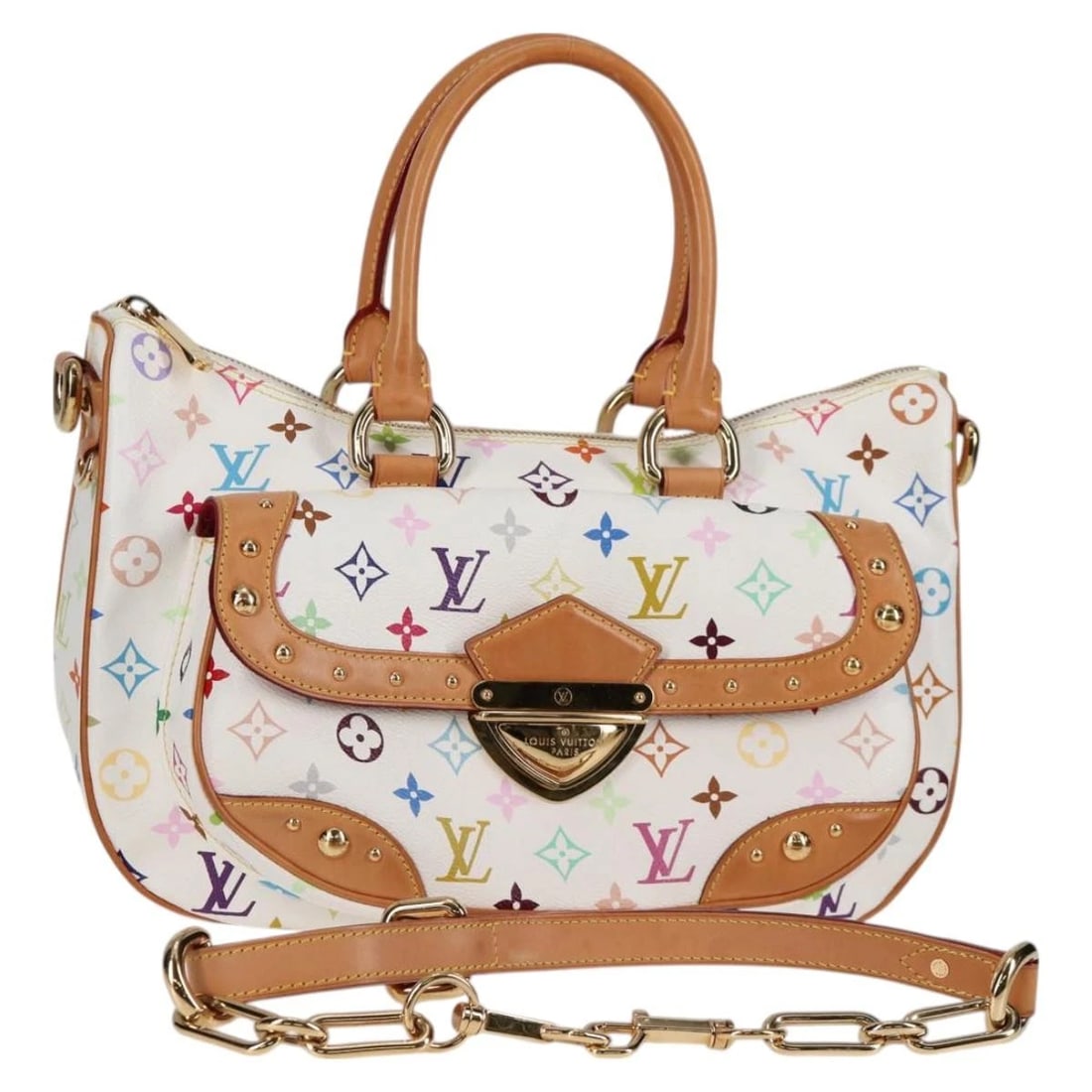 LOUIS VUITTON MONOGRAM MULTICOLOR RITA BAG 2WAY WHITE: LOUIS VUITTON Monogram Multicolor Rita Bag 2way White Brand: LOUIS VUITTON Type/Style: Hand Bag Material: Monogram Multicolor Canvas Color: White Size: W13.0 x H8.7 x D7.9inch Accessories: None