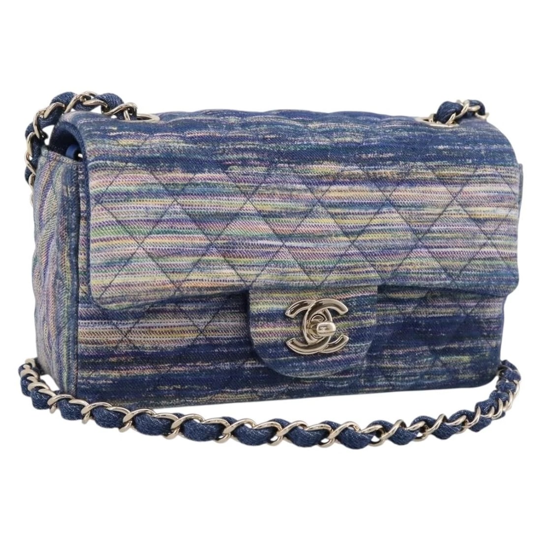 CHANEL MATELASSE 20 CHAIN SHOULDER BAG DENIM NAVY GOLD: CHANEL Matelasse 20 Chain Shoulder Bag Denim Navy Gold Brand: CHANEL Type/Style: Shoulder Bag Material: Canvas Color: Navy/Gold Size: W7.9 x H4.7 x D2.8inch Accessories: None Accessories N