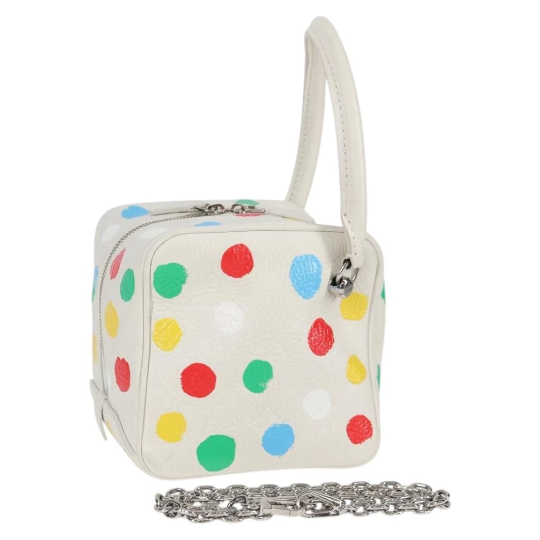 LOUIS VUITTON MONOGRAM YAYOI KUSAMA SQUARE BAG HAND BAG: LOUIS VUITTON Monogram Yayoi Kusama Square bag Hand Bag Brand: LOUIS VUITTON Type/Style: Hand Bag Material: Monogram Canvas Color: White Size: W5.9 x H5.9 x D5.5inch Accessories: None Acce