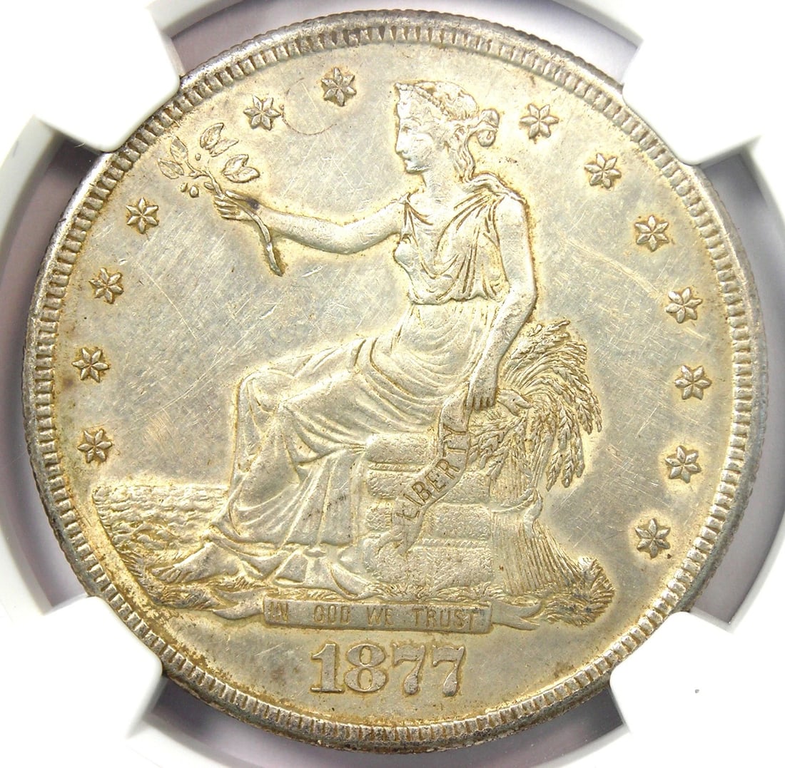 1877-S TRADE SILVER DOLLAR T$1 COIN: 1877-S Trade Silver Dollar T$1 Coin Year: 1877 Denomination: $1 Country of Origin: United States Accessories: None Accessories Notice: When purchasing pre-owned goods, please refer to the photos of th