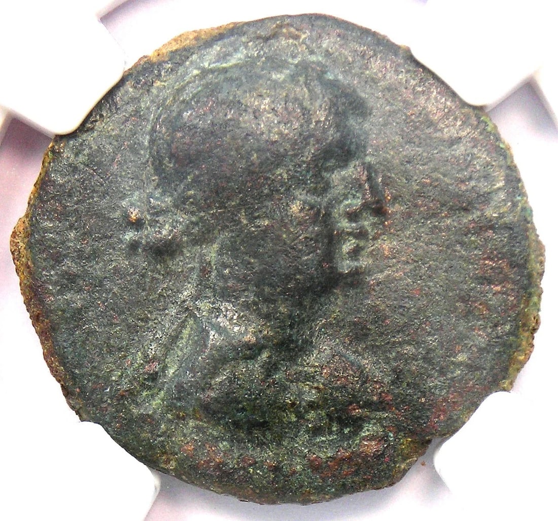CLEOPATRA VII AND MARC ANTONY AE 23 CHALCIS COIN (1 of 4)