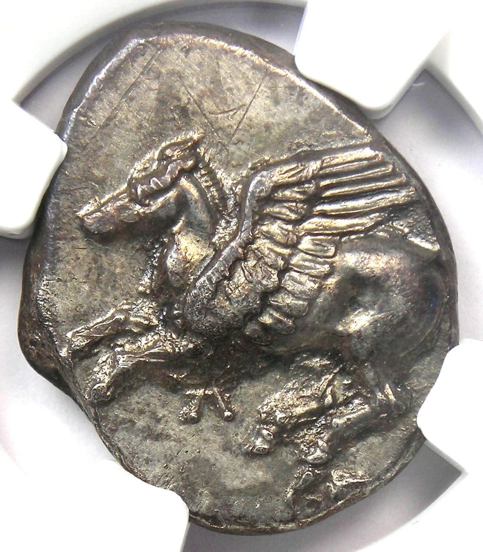 ACARNANIA LEUCAS SILVER AR STATER 300 BC PEGASUS ATHENA COIN: Acarnania Leucas Silver AR Stater 300 BC Pegasus Athena Coin Year : 300 BC Denomination : Stater Country of Origin : Greece Accessories: None Accessories Notice: When purchasing pre-owned goods, pleas