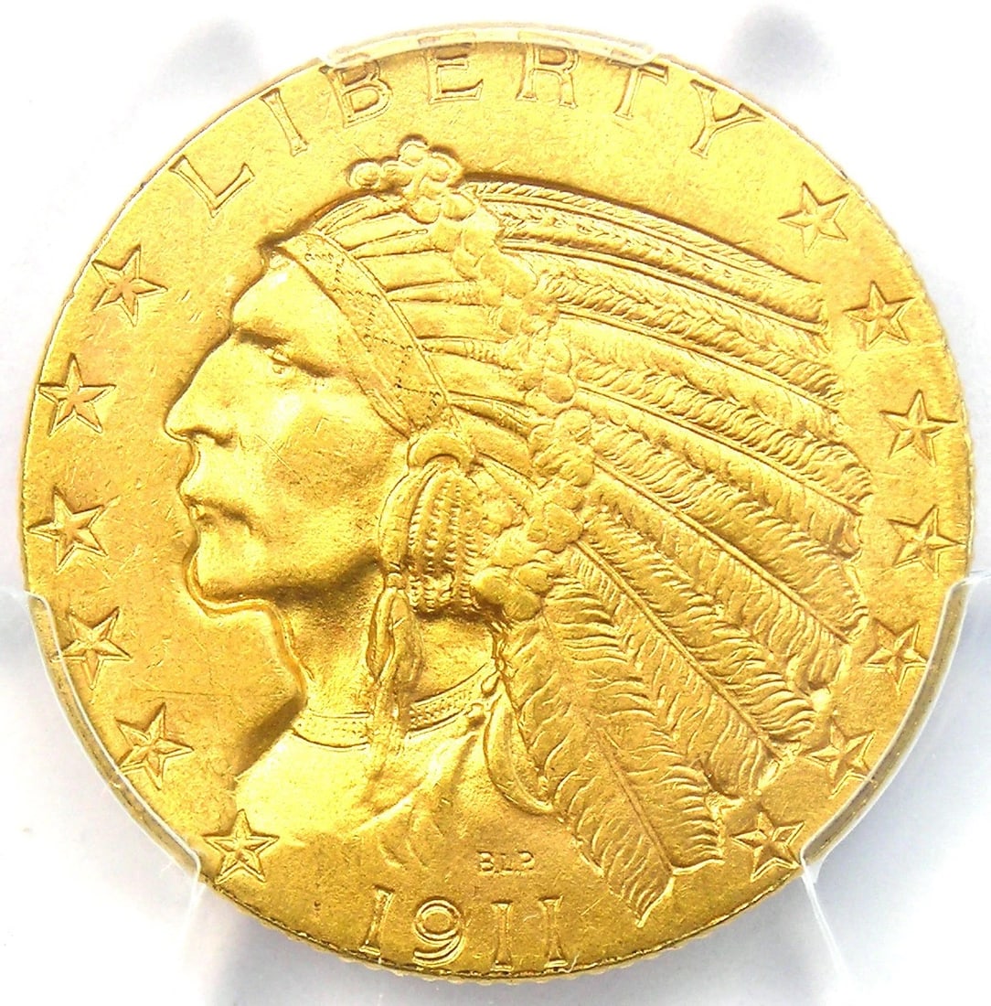 1911 INDIAN GOLD HALF EAGLE $5 COIN: 1911 Indian Gold Half Eagle $5 Coin Year: 1911 Denomination: $5 Country of Origin: United States Accessories: None Accessories Notice: When purchasing pre-owned goods, please refer to the photos of th