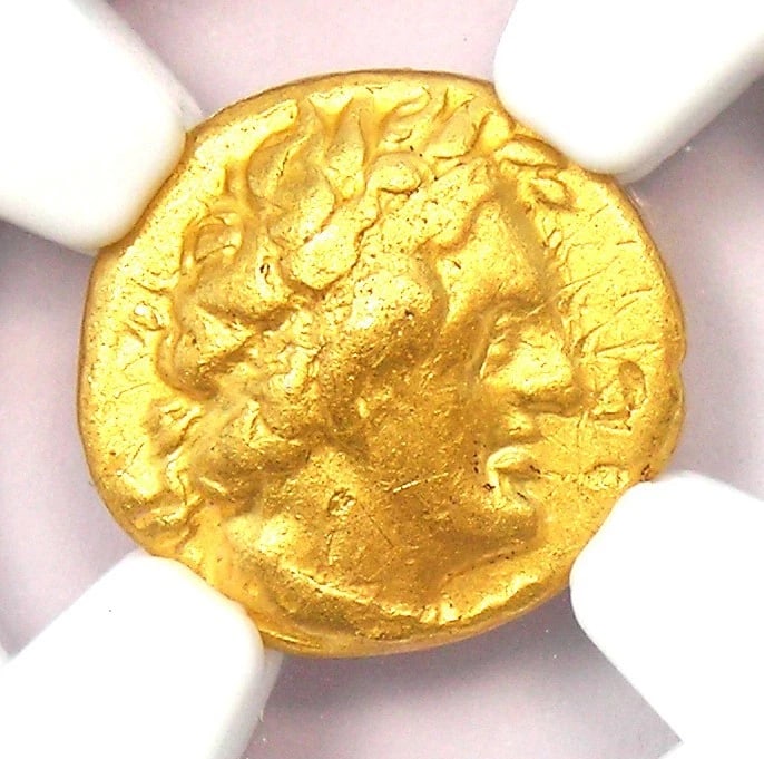 PTOLEMY I GOLD AV TETARTE TRIOBOL COIN: Ptolemy I Gold AV Tetarte Triobol Coin Year: 305 BC Denomination: Tetarte Country of Origin: Greece Accessories: None Accessories Notice: When purchasing pre-owned goods, please refer to the photos of