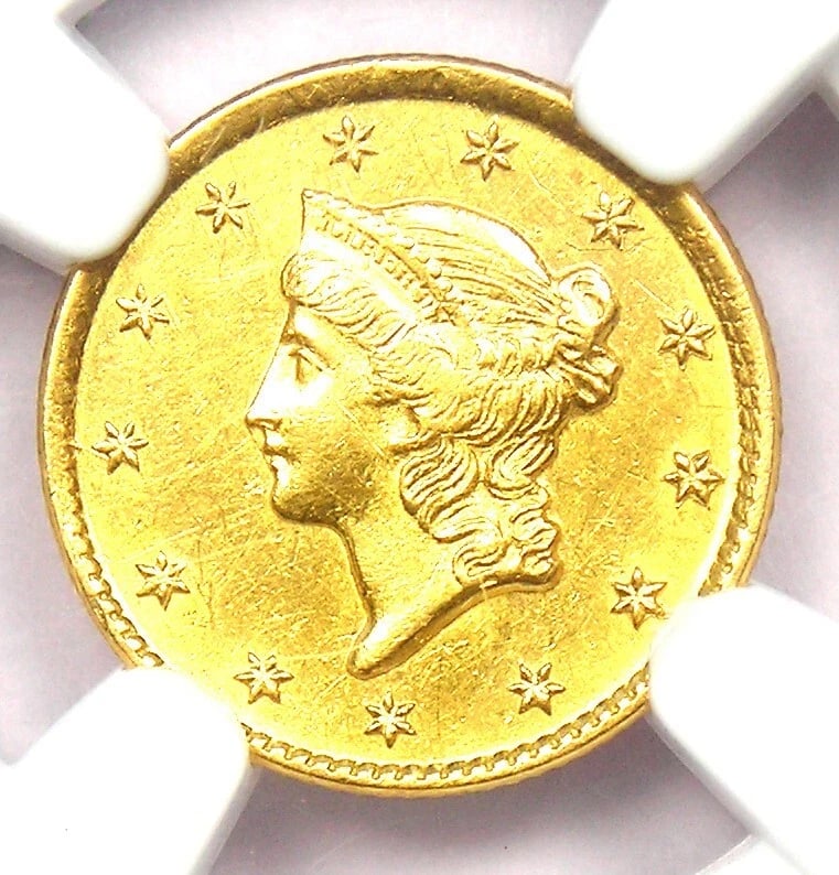 1854-D LIBERTY GOLD DOLLAR G$1: 1854-D Liberty Gold Dollar G$1 Year: 1854 Denomination: $1 Country of Origin: United States Accessories: None Accessories Notice: When purchasing pre-owned goods, please refer to the photos of the ite