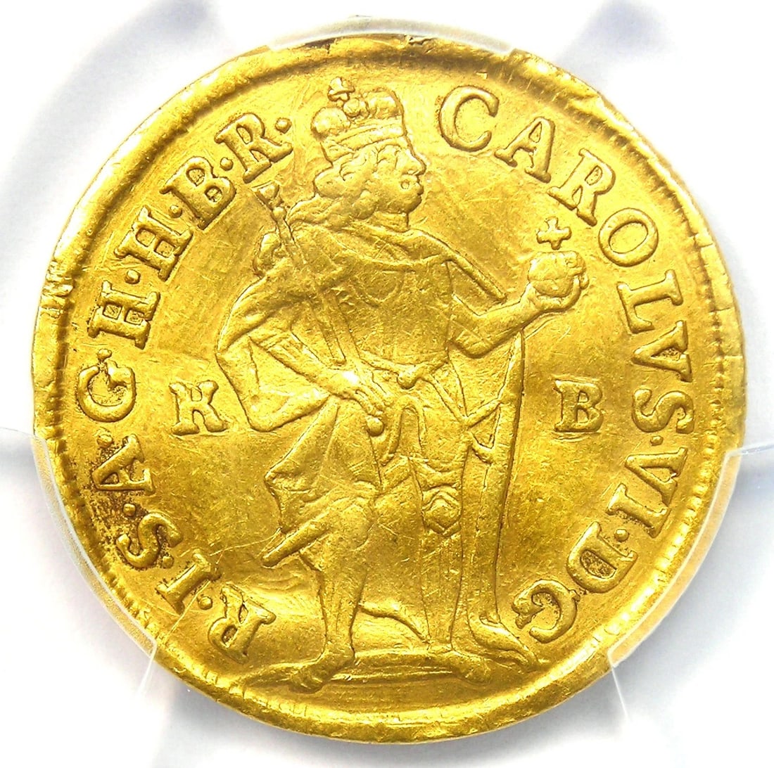 1728 HUNGARY GOLD CHARLES VI MADONNA DUCAT COIN (1 of 2)